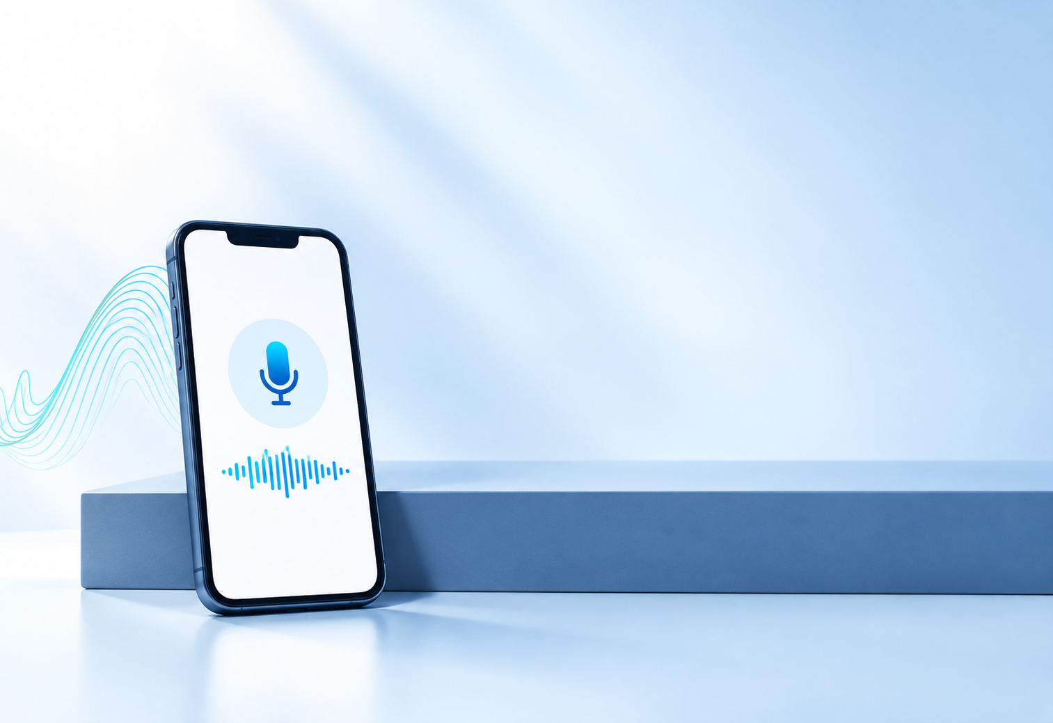 Illustration of a phone displaying a microphone and recording waveform.