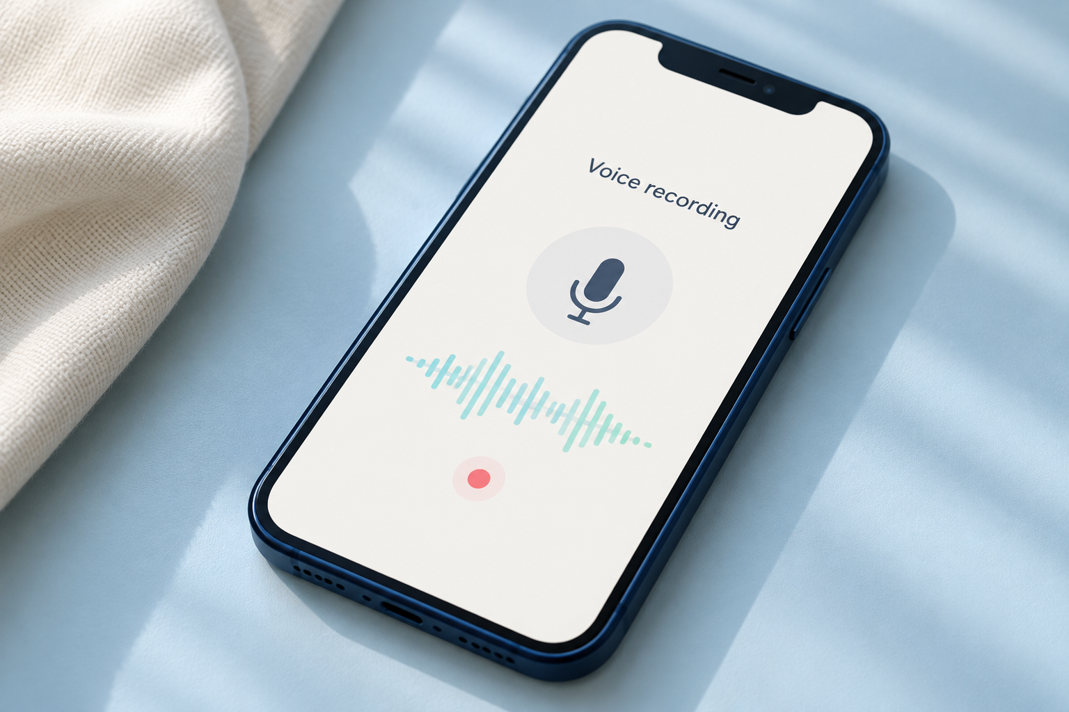 Illustration of a phone with a voice-recording screen.